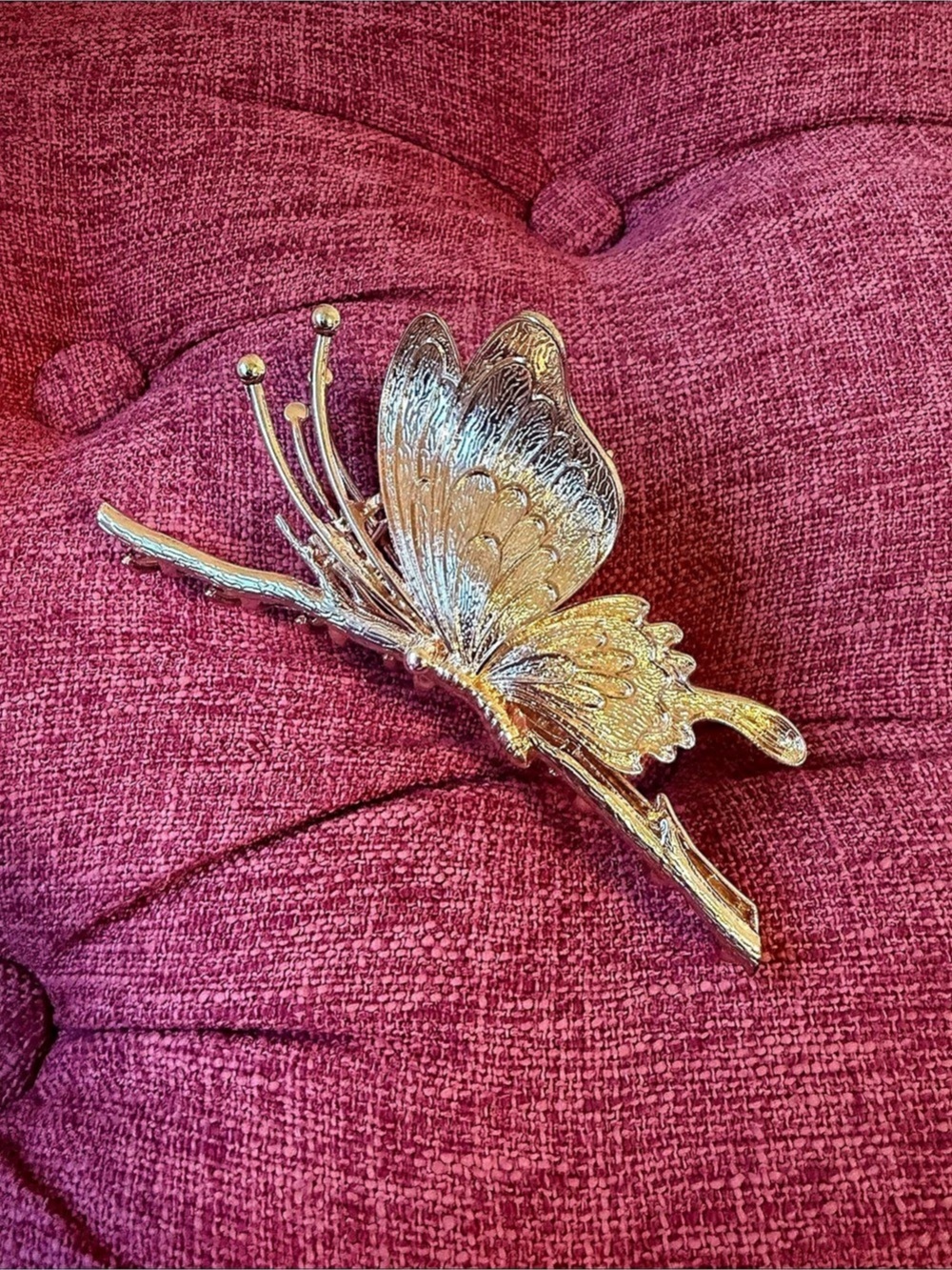 Vintage Butterfly Hair Clip in Gold